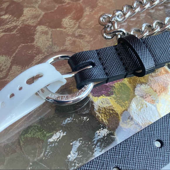 Michael Kors Black Silver Chain Belt New NWT - Picture 4 of 5